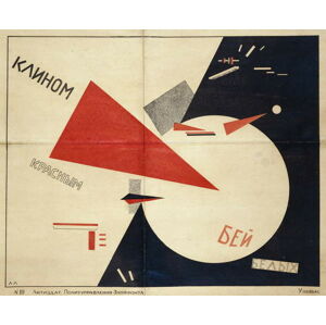 Obrazová reprodukce Beat the Whites with the Red Wedge (1919), El Lissitzky, 40 × 35 cm