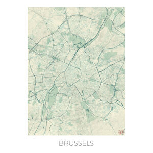 Mapa Brussels, Hubert Roguski, (30 x 40 cm)