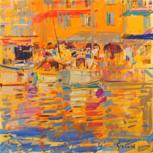 Graham, Peter - Obrazová reprodukce Boats in Harbour, Saint-Tropez, (40 x 40 cm)