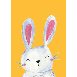 Ilustrace Woodland bunny on mustard, Laura Irwin, (30 x 40 cm)