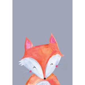 Ilustrace Woodland fox on grey, Laura Irwin, (30 x 40 cm)