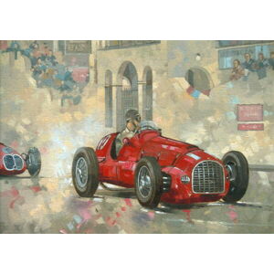 Miller, Peter - Obrazová reprodukce Whitehead's Ferrari passing the pavillion, Jersey, (40 x 30 cm)