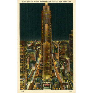 American School, - Obrazová reprodukce Radio City at night, Rockefeller Center, New York City, USA, (24.6 x 40 cm)