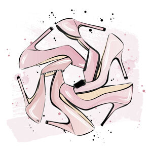 Ilustrace Pink heels, Martina Pavlova, (40 x 40 cm)