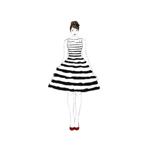 Ilustrace Striped dress fashion illustration, Blursbyai, (30 x 40 cm)