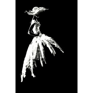 Ilustrace Full skirt dress fashion illustration in black, Blursbyai, (26.7 x 40 cm)