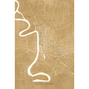 Mapa Map of Baton Rouge, LA, in sepia vintage style, Blursbyai, (26.7 x 40 cm)