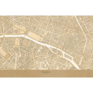 Mapa Map of Paris in sepia vintage style, Blursbyai, (40 x 26.7 cm)