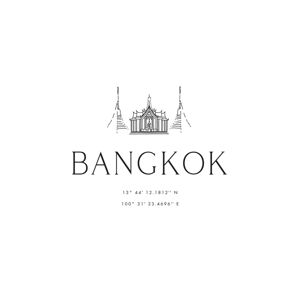 Ilustrace Bangkok coordinates with temple, Blursbyai, (26.7 x 40 cm)