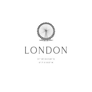 Ilustrace London coordinates with London Eye, Blursbyai, (26.7 x 40 cm)