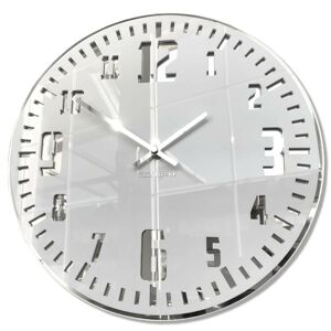 Bílé nástěnné hodiny v retro stylu se stříbrným ciferníkem