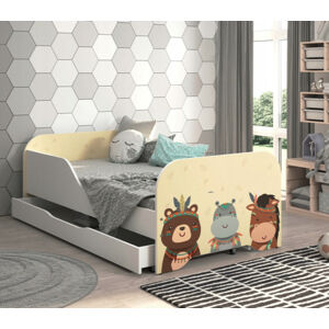 Dětská postel 140 x 70 cm se safari zvířátky