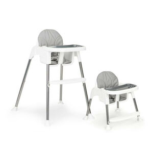 Dětská židlička na krmení 2v1 v šedobílé barevné kombinaci