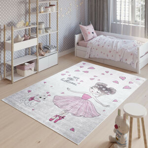 Dětský koberec s motivem baletky a koťátka