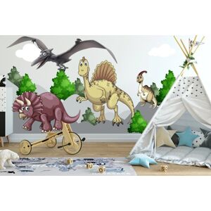 Nálepka na zeď pro děti dinosauři v přírodě 150 x 300 cm