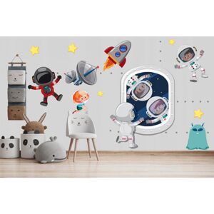 Samolepka na zeď malí kosmonauti 150 x 300 cm