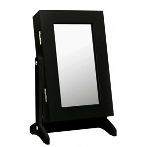 Malá černá šperkovnice se zrcadlem 21 x 15 x 35 cm