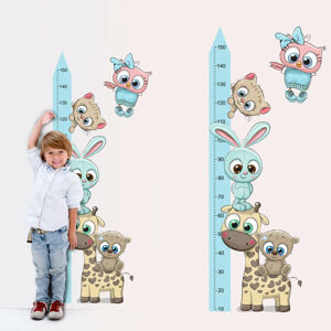 Dětské samolepky na zeď - Metr na zeď a CUTE zvířátka (150 cm)