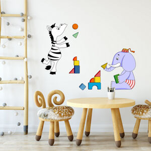 Samolepky do dětského pokoje - Slon a zebra