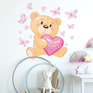 Dětské samolepky na zeď - Medvídek se srdíčkem