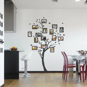Samolepka na zdi ve vlastní barvě - Strom s fotkami 10x15cm