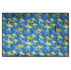 Pikniková deka modré barvy s motivem palmy