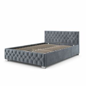 Juskys Čalouněná postel Nizza 180 x 200 cm s LED osvětlením v tmavě šedé barvě