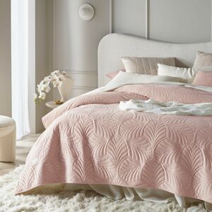 Světle růžový velurový přehoz na postel Feel 220 x 240 cm