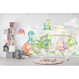 Nálepka na zeď pro děti kreslený svět dinosaurů 150 x 300 cm